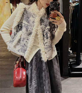 三吉黑花【游牧者】国风新中式毛毛马甲女秋冬季2024新款背心外穿