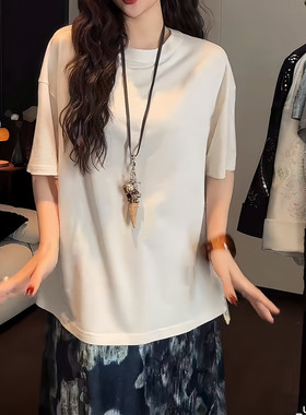 三吉黑花【禾风里】新中式短袖女天丝亚麻绣花T恤夏长袖打底衫潮