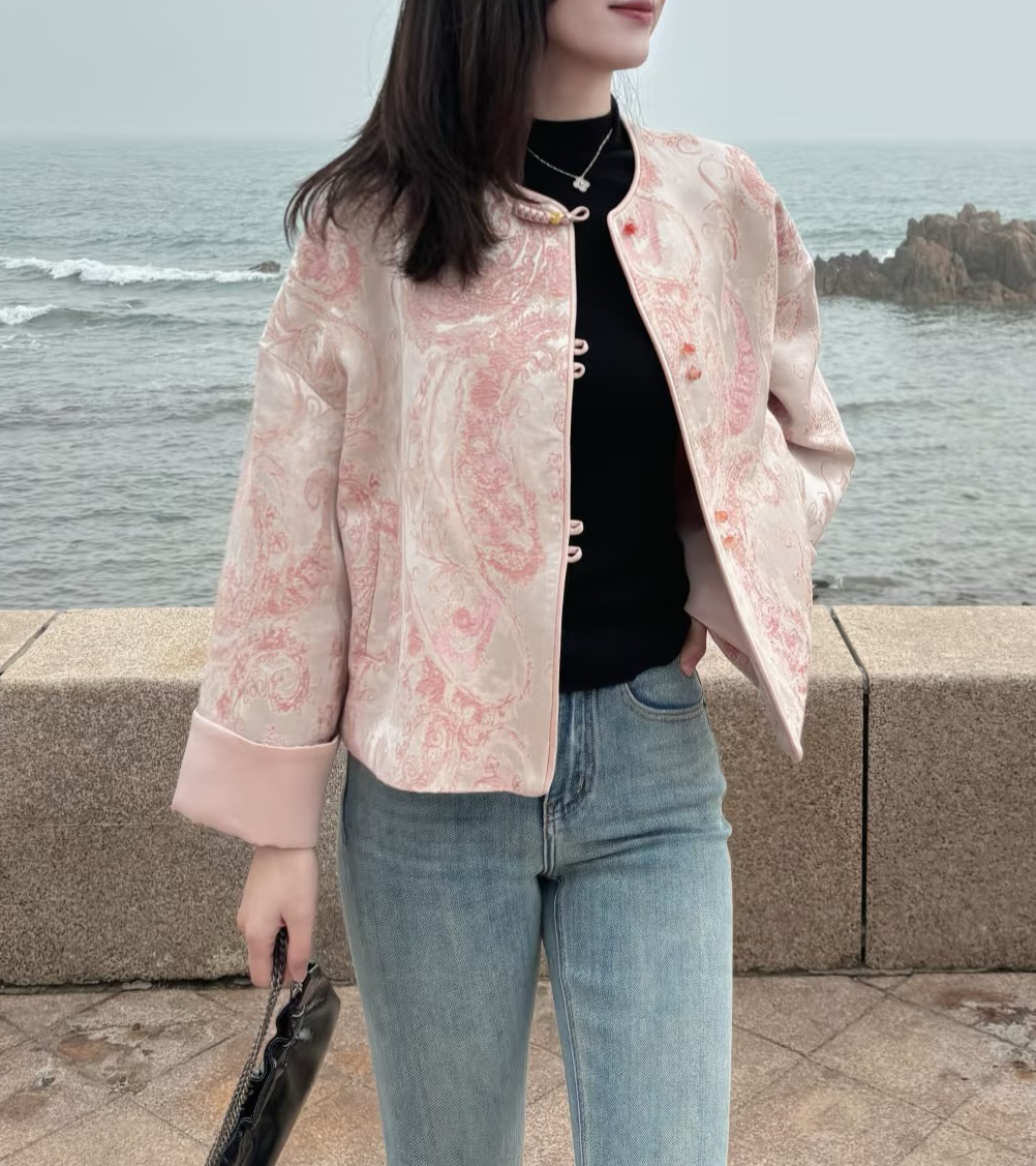 三吉【花千语】国风新中式女装开春外套2025年新款今年流行潮黑花