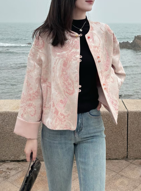 三吉【花千语】国风新中式女装开春外套2025年新款今年流行潮黑花