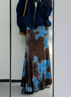 三吉【缠绵】A字半身裙秋冬款鱼尾裙丝绒长裙2025新今年流行