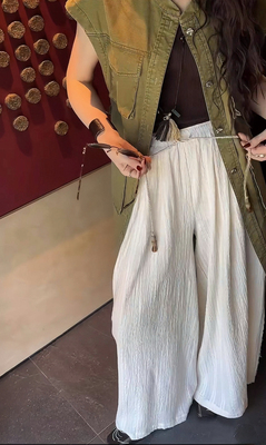 三吉黑花【木野】国风休闲裤子2025新款今年流行爆款宽松慵懒长裤