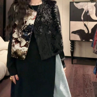 三吉【彩云归】国风新中式拼接皮草马甲女款2024新款冬季外穿