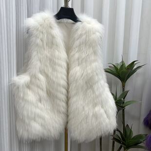 海宁女士皮草狐狸毛车条时尚 马甲外套