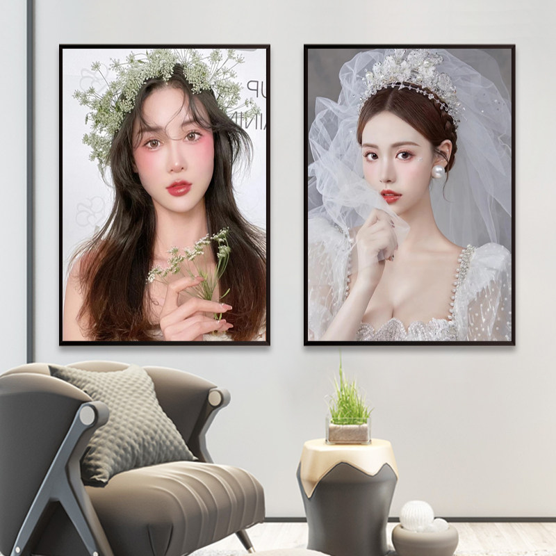 新娘跟妆海报宣传画晚宴妆约会妆晚宴妆墙贴画盘头新娘妆kt板活动