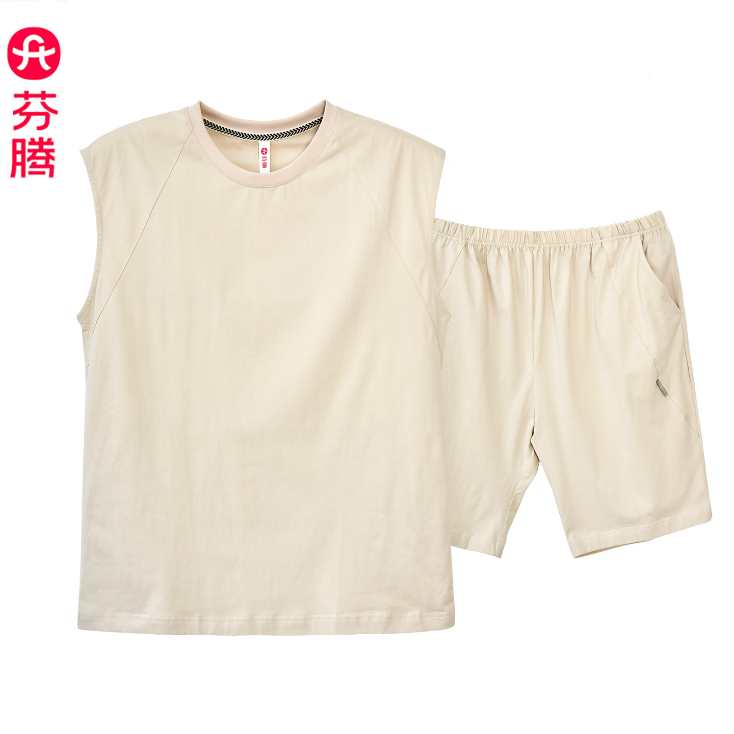 芬腾夏季男士宽松休闲套装无袖短裤清凉舒适可外穿家居服透气睡衣