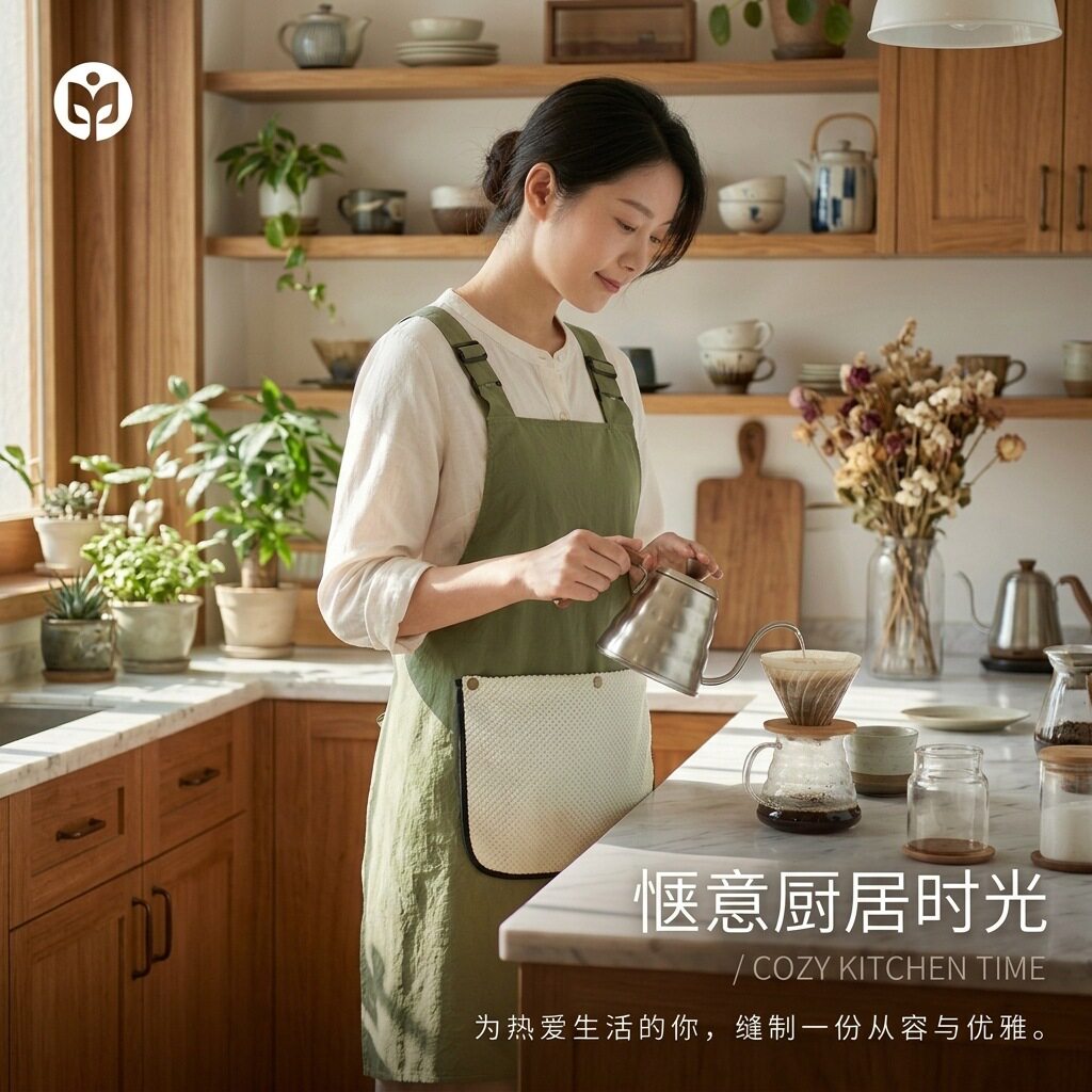 做手工蛋糕甜品饼干围裙2026新款厨房擦手免绑做饭围腰防油围兜兜
