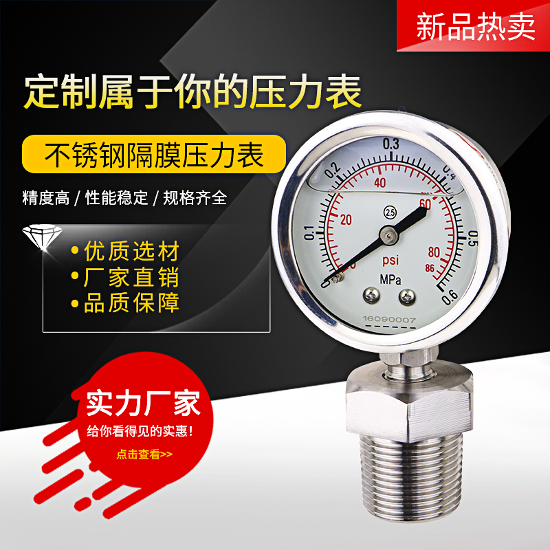 不锈钢耐震模型隔膜压力表