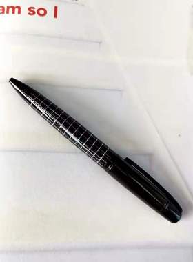 cabine~棋盘格圆珠笔银色线条金属宝珠笔黑色签字笔商务办公水笔