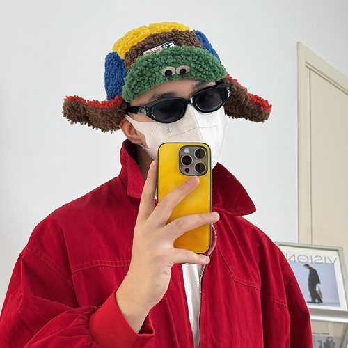 新款拼色羊羔毛雷锋帽加厚保暖