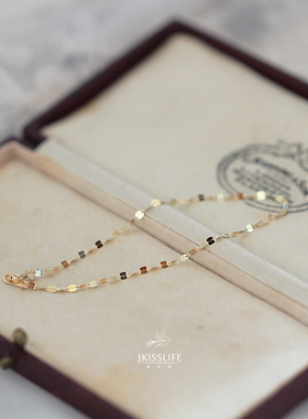 kiss女神链 925纯银镀14k金手链闪亮嘴唇吻字链极细手链叠戴