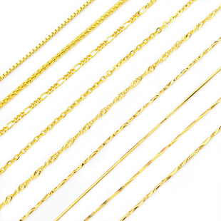 彩银镀18k金金链子项链女锁骨链彩金24k黄金色s925纯银配链不掉色