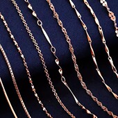 正品 不掉色18k玫瑰金项链女锁骨链无吊坠925纯银镀彩金链子细彩银