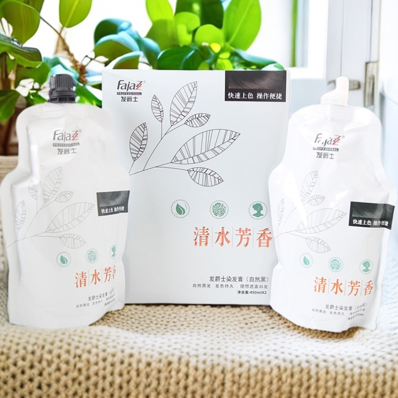 发爵士清水芳香黑油自然黑色清水蜡染真不粘头皮植物染发膏剂盖白