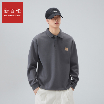新百伦美式潮牌卫衣长袖翻领纽扣男装秋冬季新款百搭宽松新款上衣