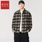 新款 高品质工装 衬衫 新百伦2026春季 上衣男款 宽松休闲条纹衬衣外套