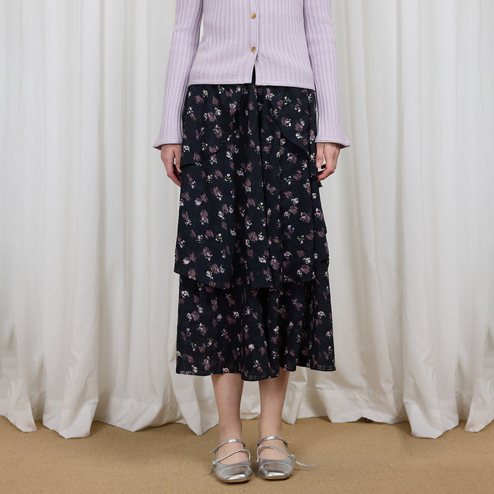 BZXO复古小碎花半身裙女春秋2026年新款宽松休闲遮胯显瘦A字长裙