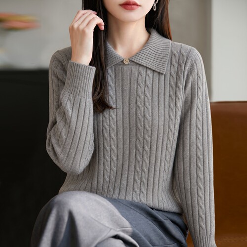 冬季女士高级感半拉链麻花毛衣女2026新款打底针织衫长袖上衣秋冬
