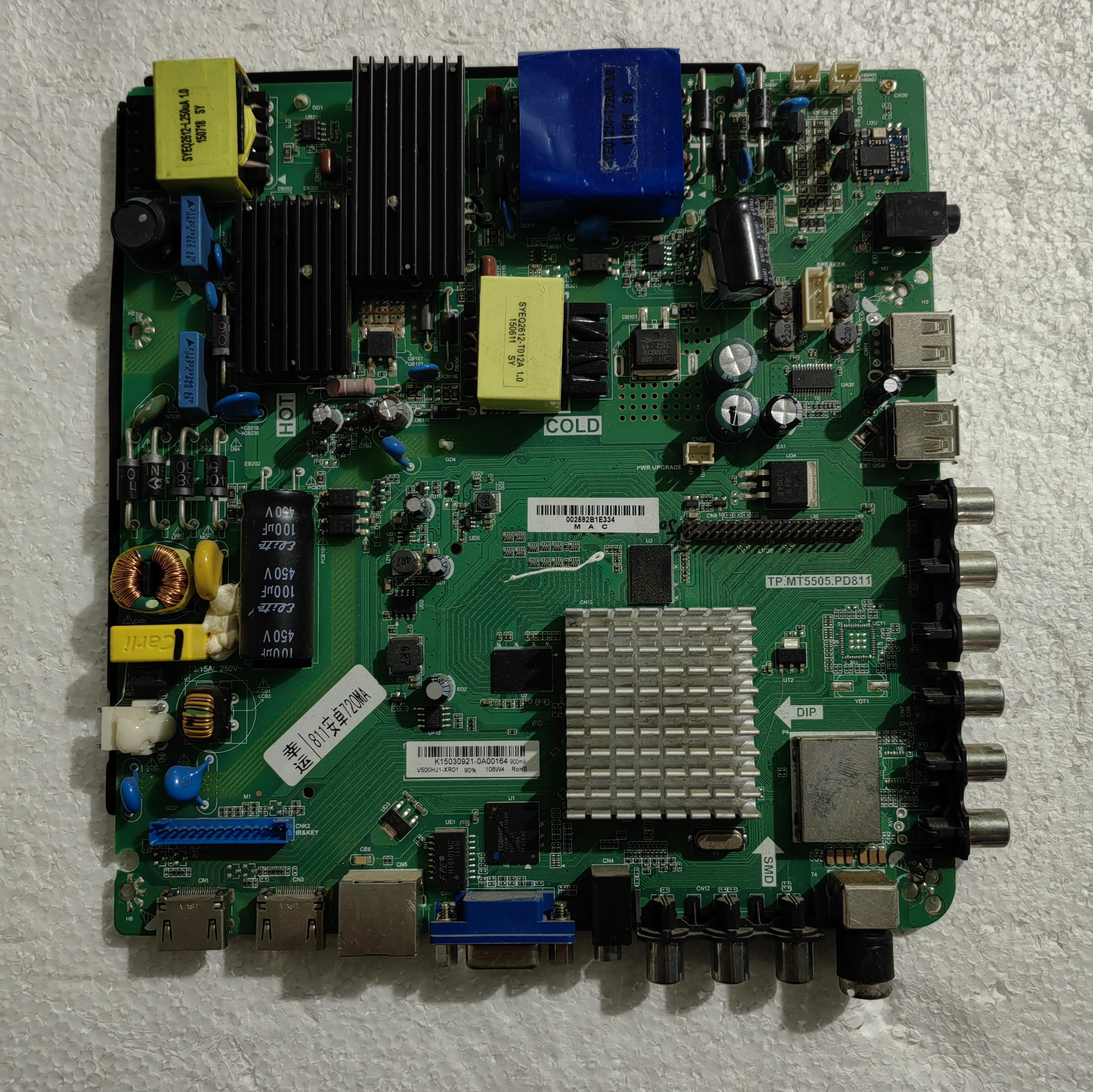 杂牌LED50寸液晶电视主板TP.MT5505.PD811配屏V500HJ1-XR01测试好