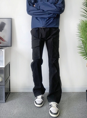 POPLAR CLASSIC 立体剪裁工装口袋裤脚侧拉链微喇vibe百搭长裤