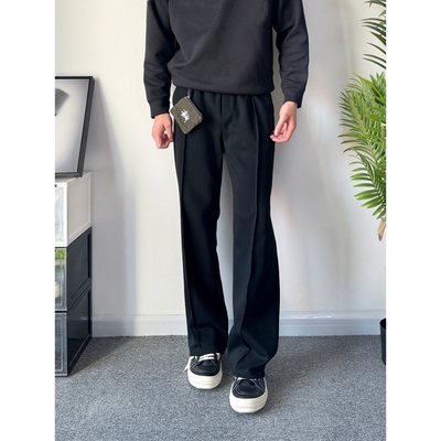 基础立体剪裁垂感休闲直筒西裤