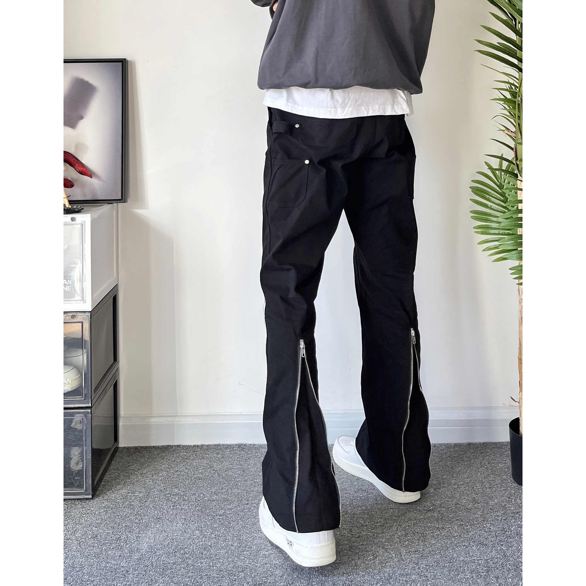 POPLARvibe伐木裤后拉链微喇长裤