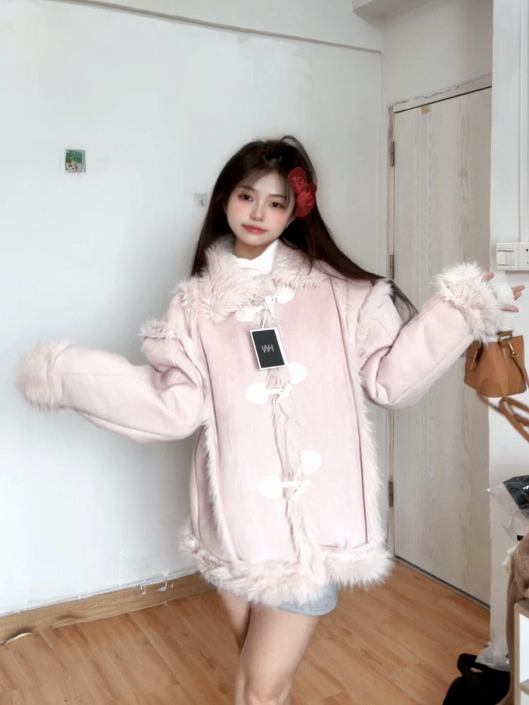 万千少女甜美风情侣羊羔绒棉服爆款羊羔毛连帽美式外套女冬装棉衣