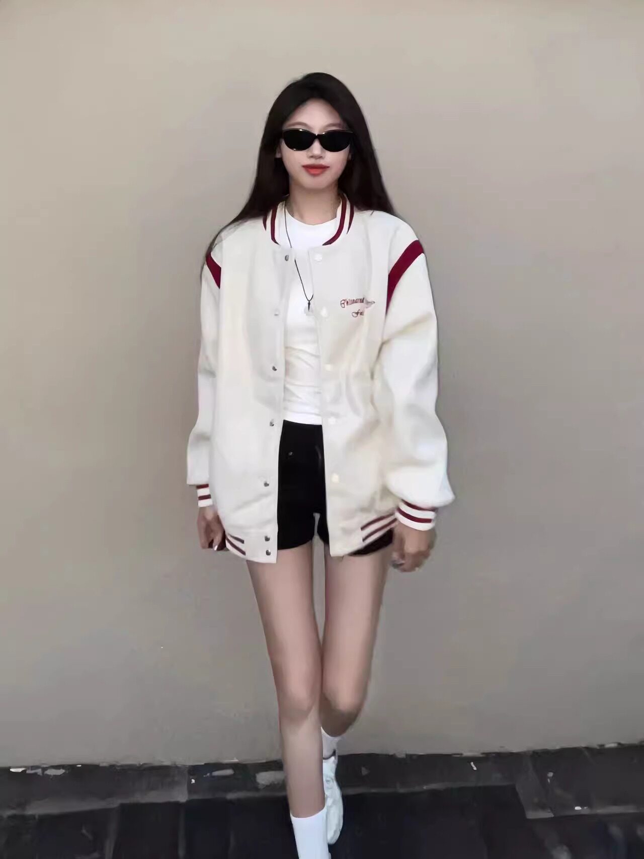 万千少女秋冬刺绣撞色毛呢重磅棒球服夹棉加厚外套男女款百搭棉服