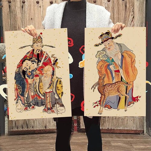 门神马年门贴大门单门装饰挂画福字乔迁之喜新居入宅天官赐福年画