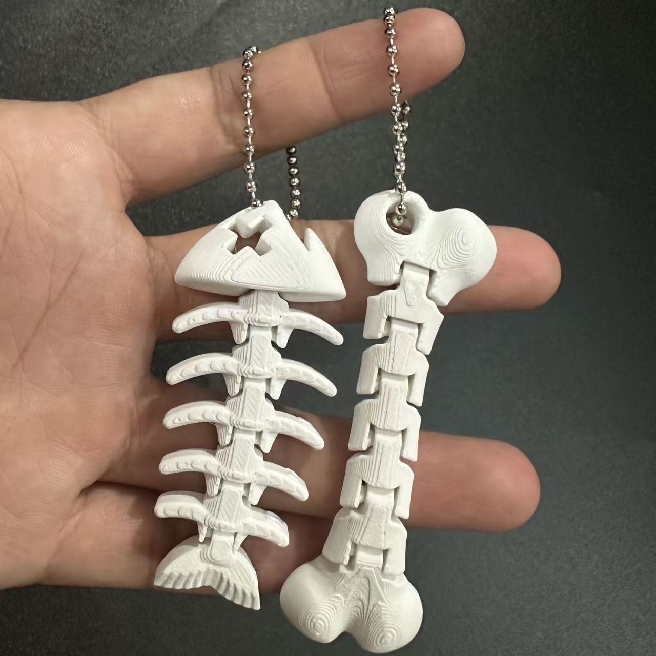 可活动骷髅鱼活动骨头3D打印挂件创意网红钥匙扣书包挂饰小摆件