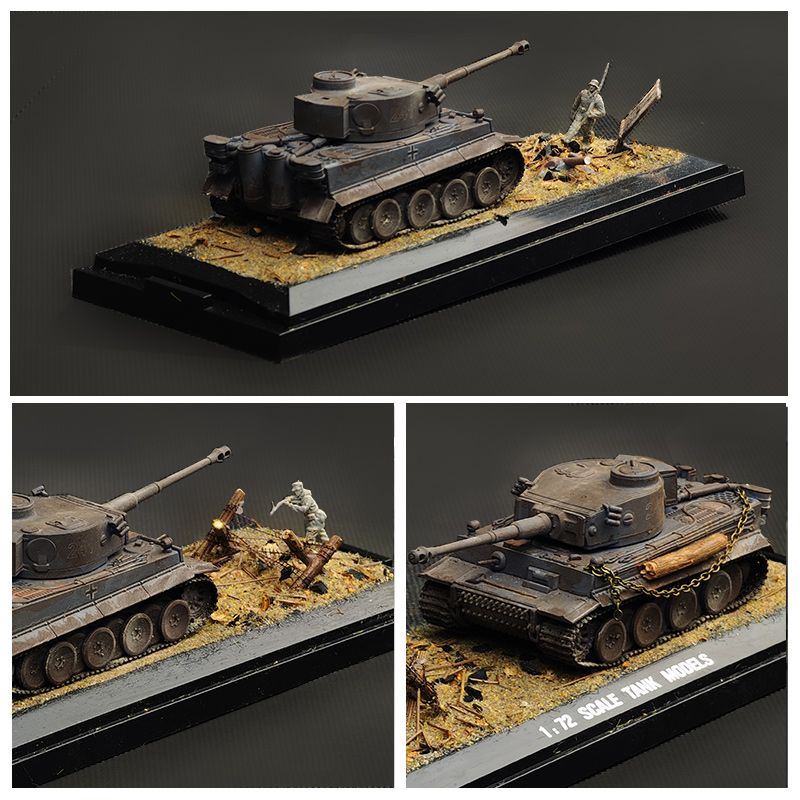 1:72二战德国旧化虎式静态模型涂装旧化版沙盘坦克模型战车玩具
