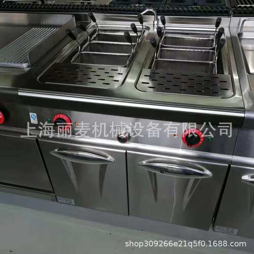 供应700/900立式电热煮面炉连柜座 380V双缸六筛电热煮面炉