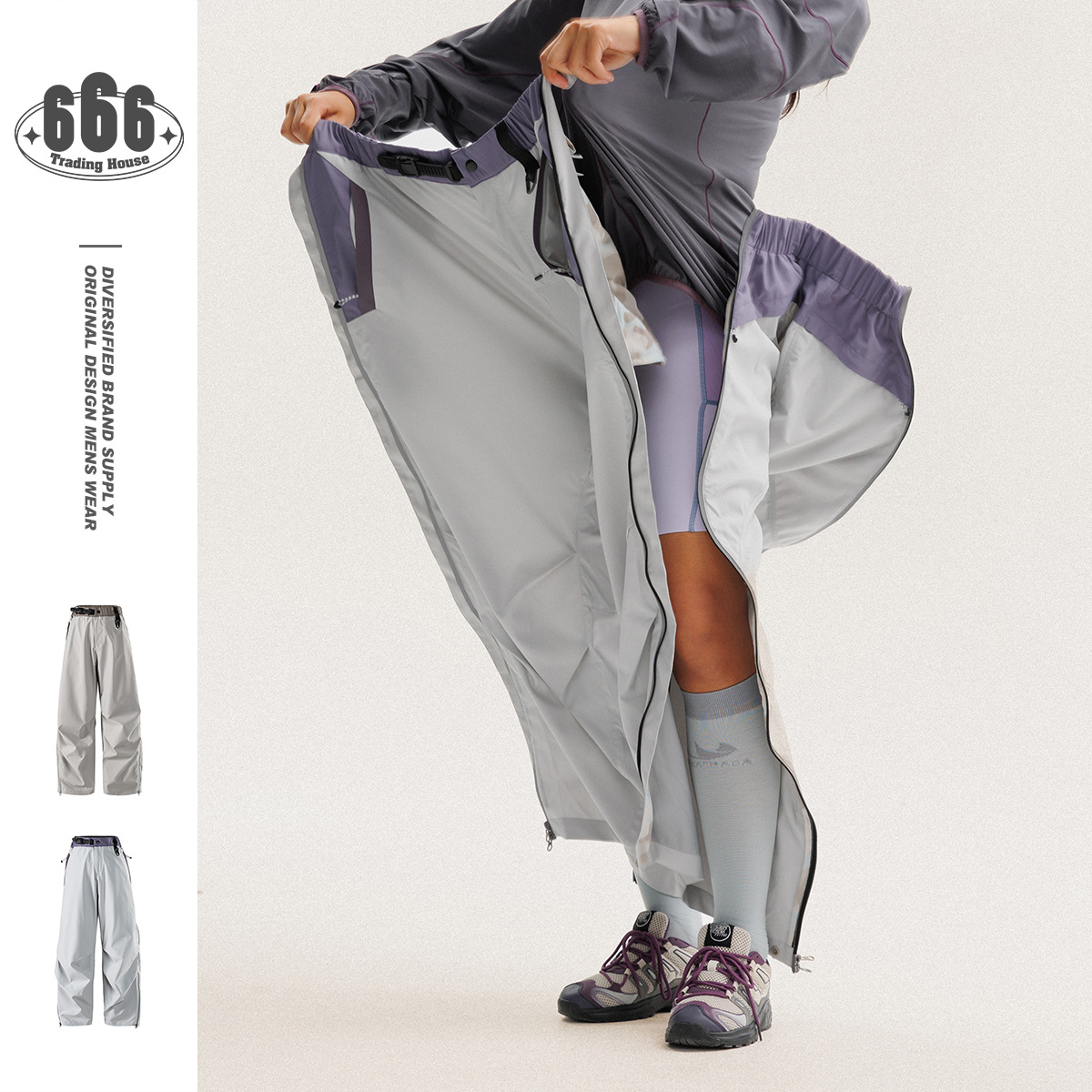 BlackArmada潮牌宽松防水侧拉链伞兵裤户外机能工装速干裤