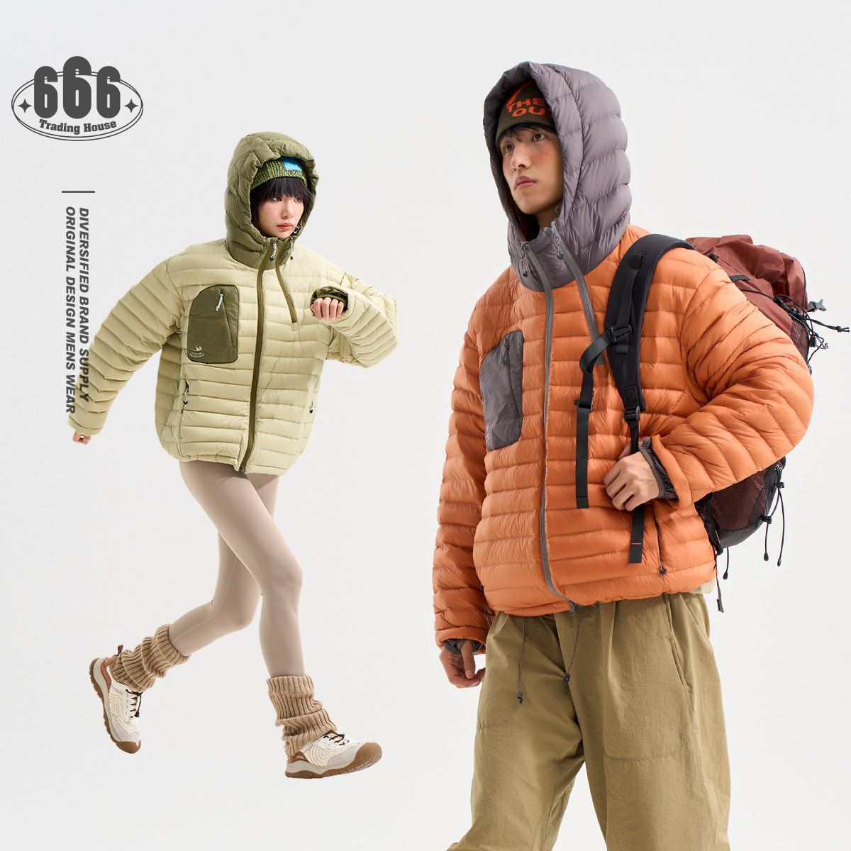 BLACKARMADA冬季户外机能风口袋连帽外套白鸭绒羽绒服男女MY6807