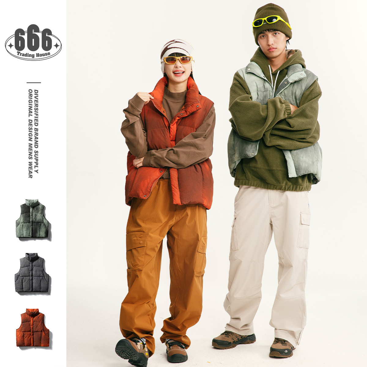 BLACKARMADA冬季户外白鸭绒马甲男女复古水洗立领羽绒背心MY6620