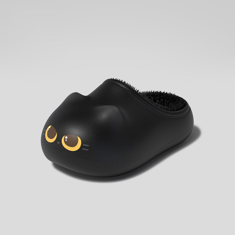 小煤球猫爪棉拖鞋男士冬季新款居家保暖情侣外穿防水包跟棉鞋女生