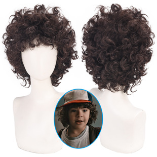 怪奇物语小胖COS假发深棕卷发达斯汀亨德森同款拉美蓬松小卷短发