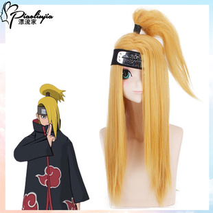 猫八 火影忍者cos迪达拉扎呆毛银魂 来岛又子金黄色cosplay假发