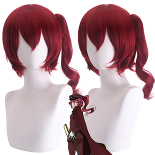 猫八 文豪野犬大仓烨子倉华cospaly假发酒红色单侧马尾毛胚