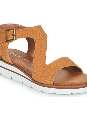KARSTON女鞋凉鞋驼色24夏季新款时尚中跟露趾真皮扣带鞋法国品牌