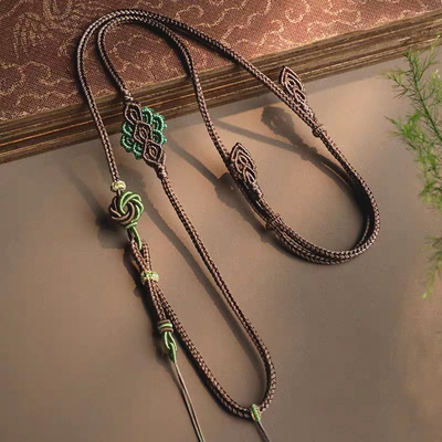 纯手工曼陀罗双挂手编孔雀开屏吊坠挂件绳项链绳辫织绳项链吊坠绳