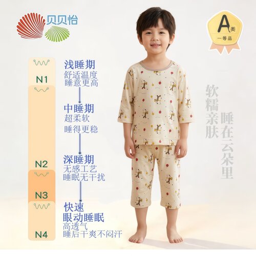 CH夏季新款儿童a类莱赛尔睡衣套装新款薄款宝宝家居服男女空调服