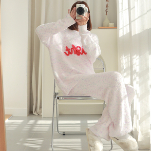 HEARMES 甜美慵懒风加厚可外穿珊瑚绒家居服 牛奶绒睡衣女冬季 新款