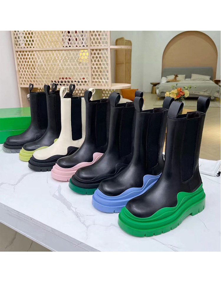 ANN SKG BV BOOTS PLATFORM LEATHER BOOTS MENS AND WOMENS BOOTIES HEIGHTENED CHIMNEY BOOTS MONA SAME MID-RISE MARTIN BOOTS
