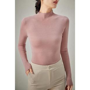 精纺细纱可机洗  100羊毛女百搭半高领针织打底衫