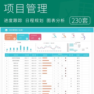 工程项目管理进度表模板工程项目管理表团队分工跟进表工程进度月