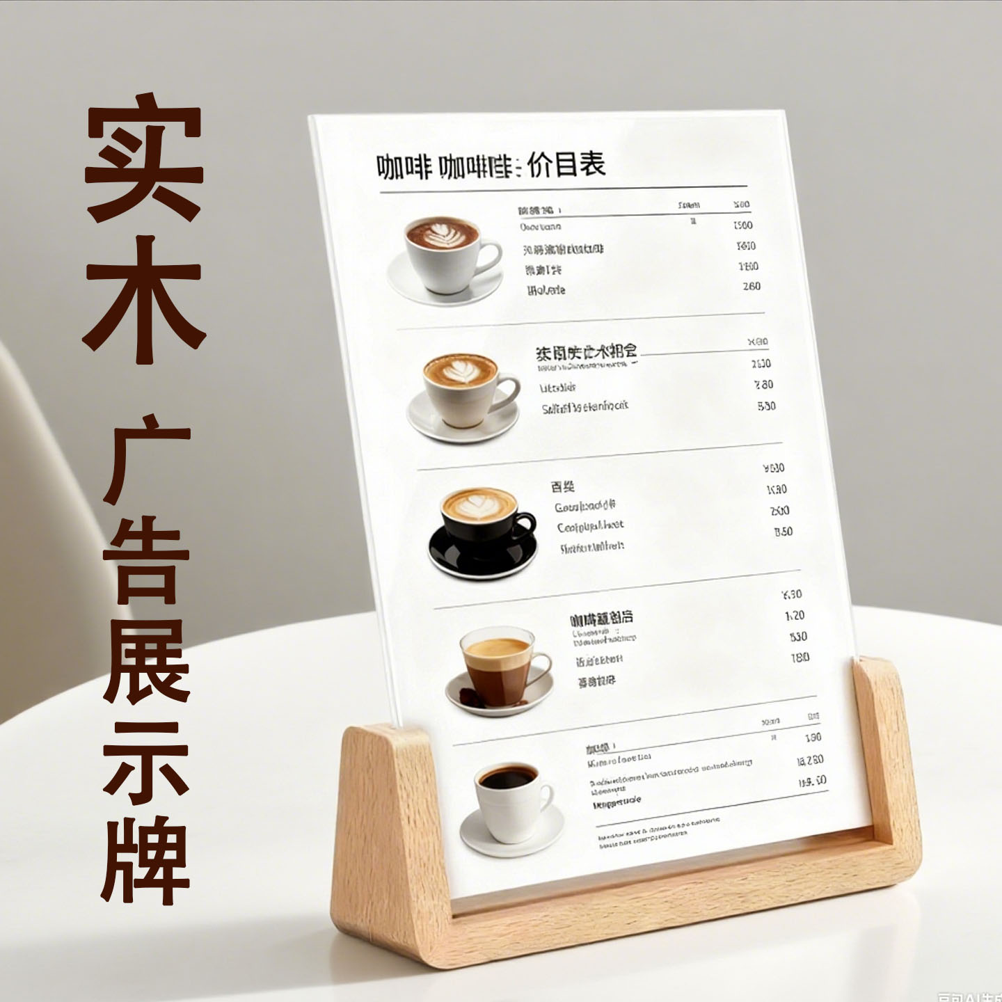 U型台卡架榉木桌牌桌签台牌立牌