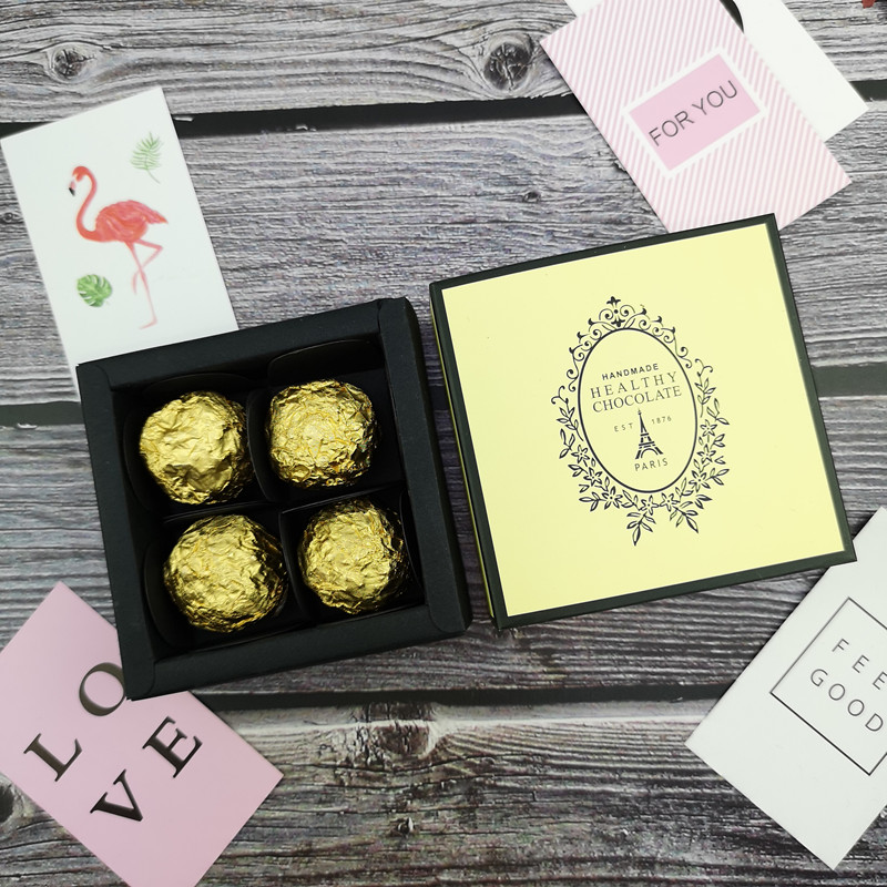 情人节4粒黄色巧克力包装盒子