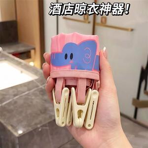 酒店折叠衣架便携出差旅游晾衣神器布艺晾内衣袜子旅行衣撑挂架