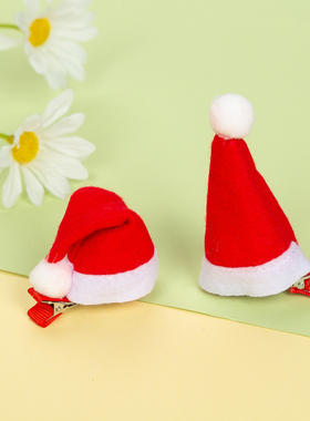 圣诞节儿童礼物红色圣诞帽发夹头饰可爱女生圣诞成人节日装扮道具